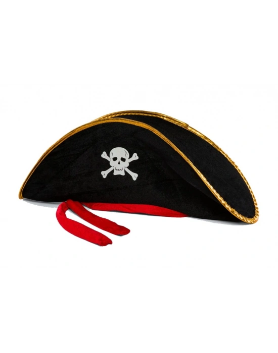 Yetişkin Boy Kadife Jack Sparrow Denizci Kaptan Jack Korsan Şapkası 50X20 CM