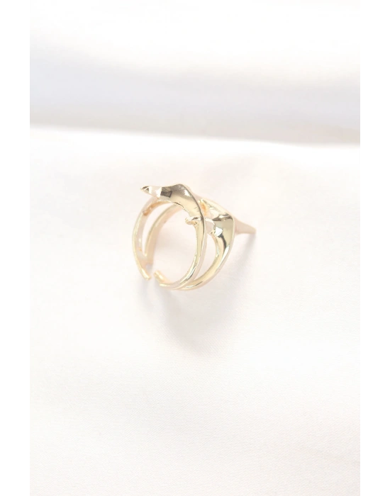 Yıldız Model Gold Renk Ayarlanabilir Yüzük