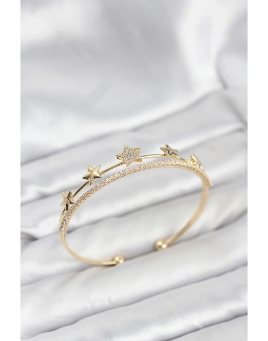 Yıldız Model Gold Renk Pirinç Kadın Bileklik