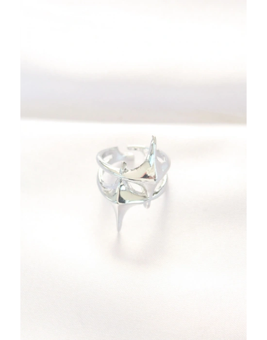 Yıldız Model Silver Renk Ayarlanabilir Yüzük