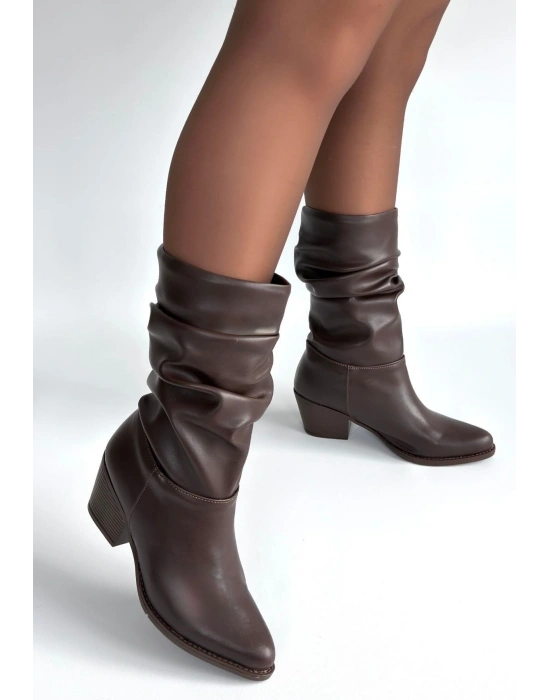 Yior Acı Kahve Cilt Topuklu Bot