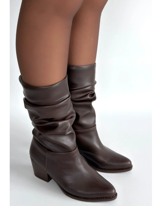 Yior Acı Kahve Cilt Topuklu Bot