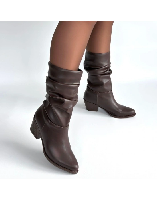 Yior Acı Kahve Cilt Topuklu Bot