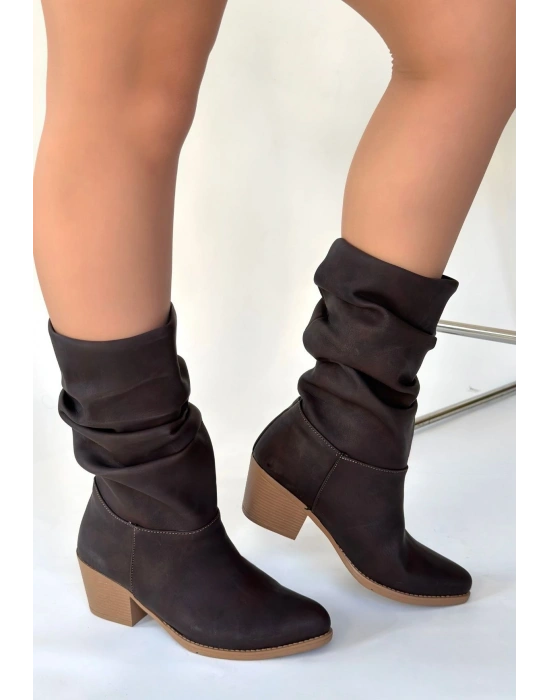 Yior Acı Kahve Nubuk Topuklu Bot