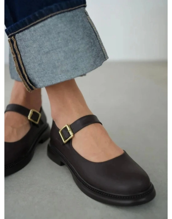 Yokox Kahverengi Cilt Oxford Ayakkabı