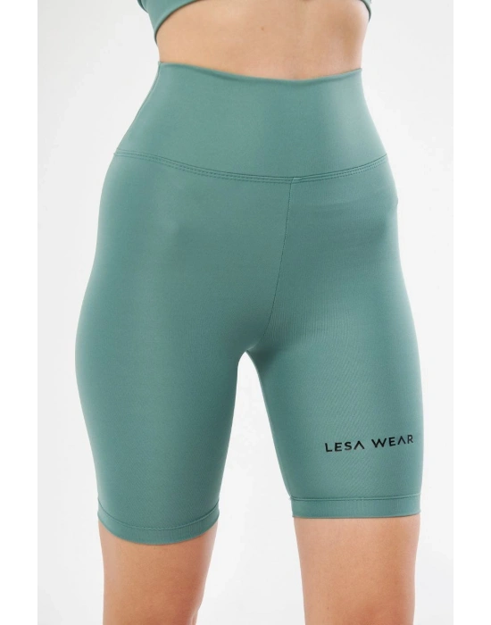 Yüksek Bel Biker Sporcu Şort - Mint Yeşili