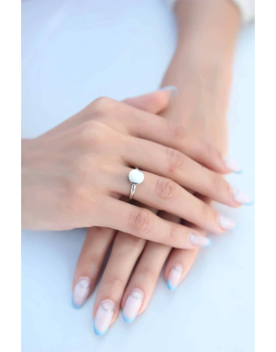 Yuvarlak Plaka Gümüş Renk Kadın Yüzük