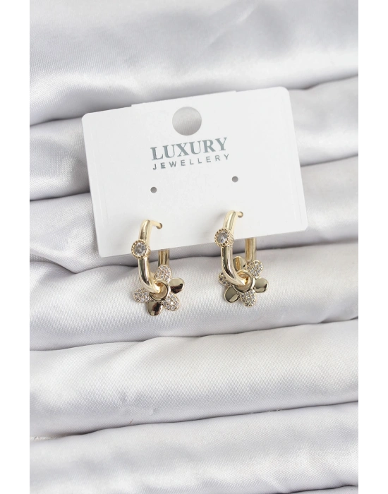 Zirkon Taşlı Pirinç Kadın Göçmen Küpesi