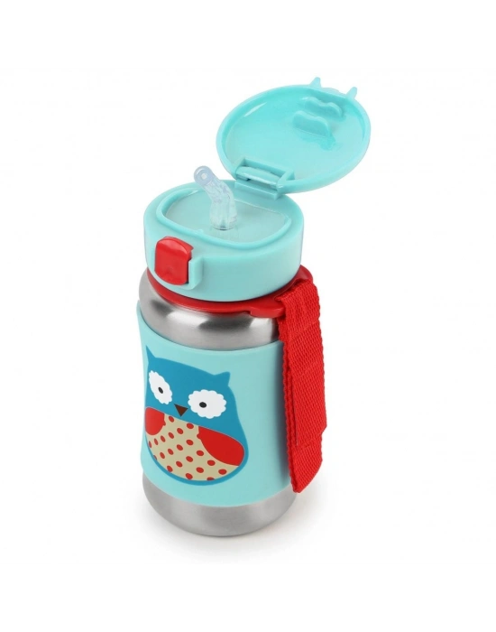 Zoo Pipetli Paslanmaz Çelik Suluk 350 ml Baykuş