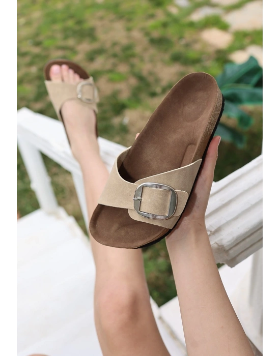 Zooy Bej Nubuk Terlik