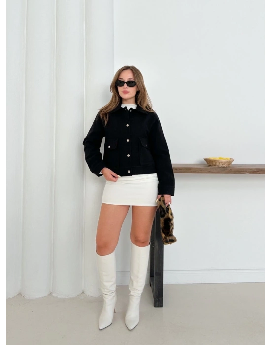 Zr model kaşe ceket siyah st255807