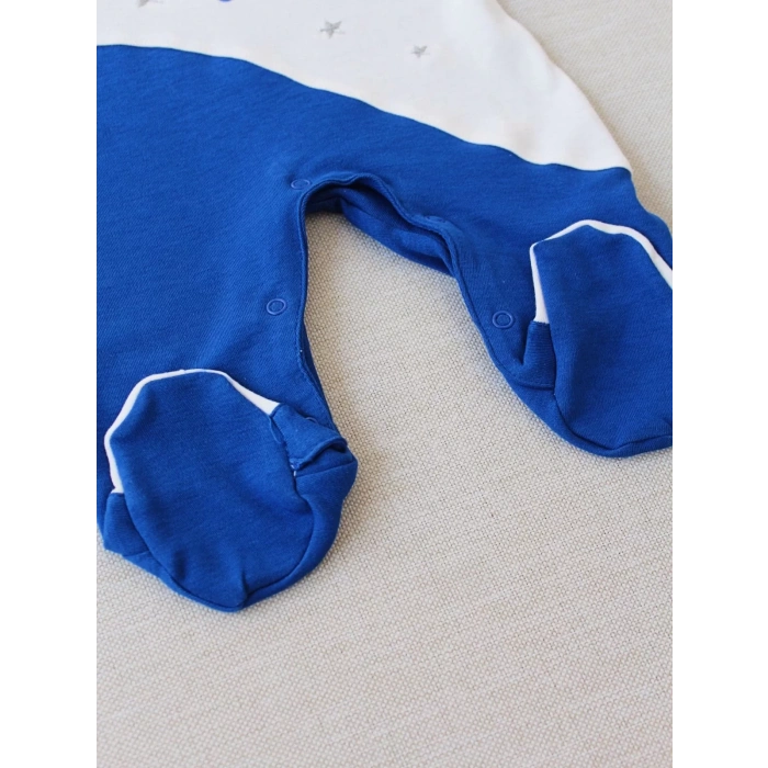 0-3 3-6 Ay Lucky Nakışlı Es Çizgi Boy Şapkalı Erkek Bebek Tulumu Lacivert