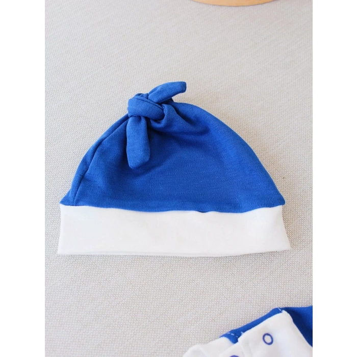 0-3 3-6 Ay Lucky Nakışlı Es Çizgi Boy Şapkalı Erkek Bebek Tulumu Lacivert