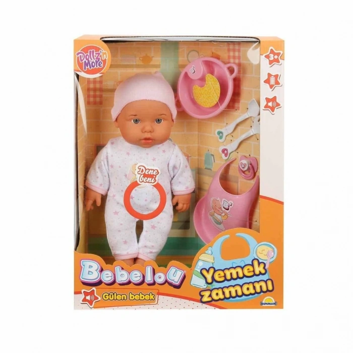 030021 NessiWorld Yemek Zamanı Sesli Bebek Seti 35 cm / +3 yaş