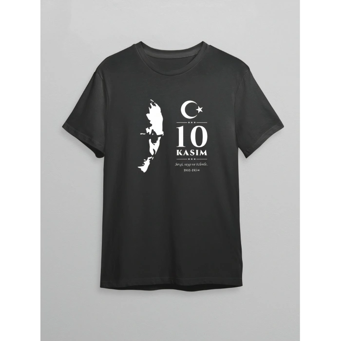 10 KASIM ATATÜRK BASKILI T-SHİRT - SİYAH