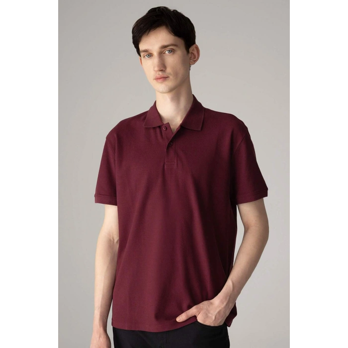 %100 Pamuk Regular Fit Polo Yaka Kısa Kollu Basic Düz Pike Kumaş Tişört C1293AX24SP