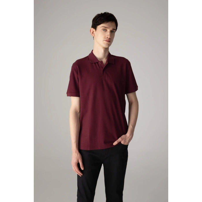 %100 Pamuk Regular Fit Polo Yaka Kısa Kollu Basic Düz Pike Kumaş Tişört C1293AX24SP