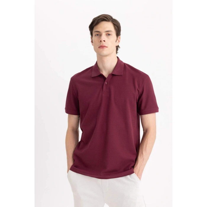 %100 Pamuk Regular Fit Polo Yaka Kısa Kollu Basic Düz Pike Kumaş Tişört C1293AX24SP