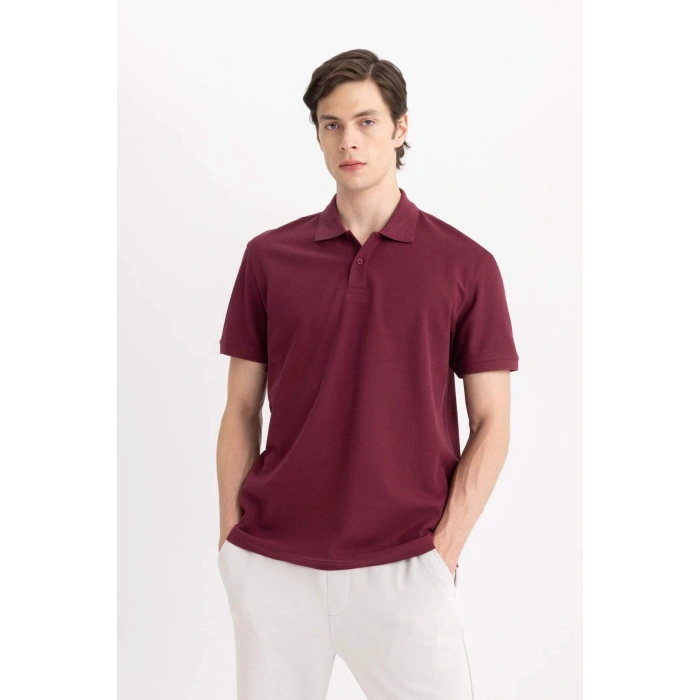 %100 Pamuk Regular Fit Polo Yaka Kısa Kollu Basic Düz Pike Kumaş Tişört C1293AX24SP