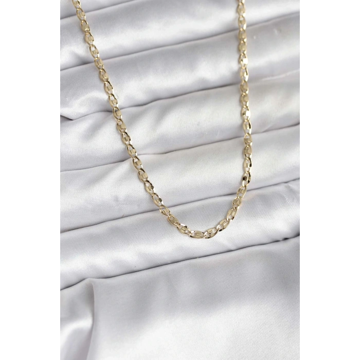 14K Gold Renk Kaplama Ezme Plaka Model CM Kadın Kolye