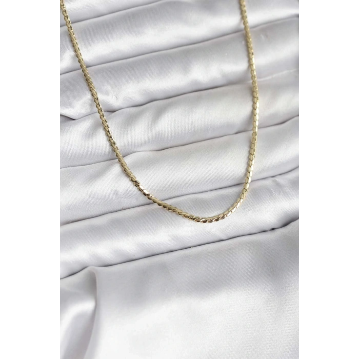 14K Gold Renk Kaplama Ezme Zincir Model CM Kadın Kolye