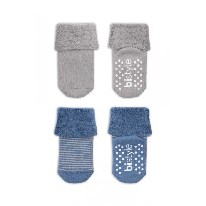2Li Çemberli Kaymaz Havlu Soket Çorap 10503 İndigo Gri