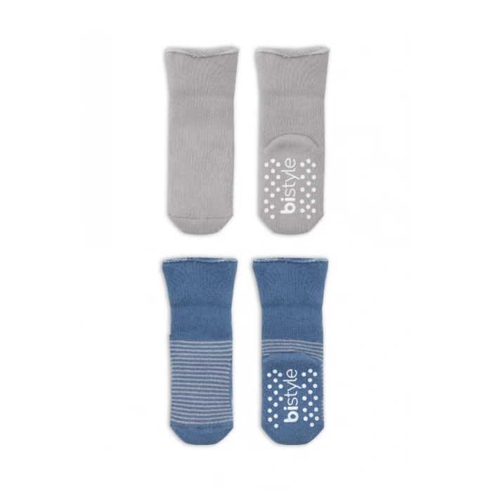 2Li Çemberli Kaymaz Havlu Soket Çorap 10503 İndigo Gri