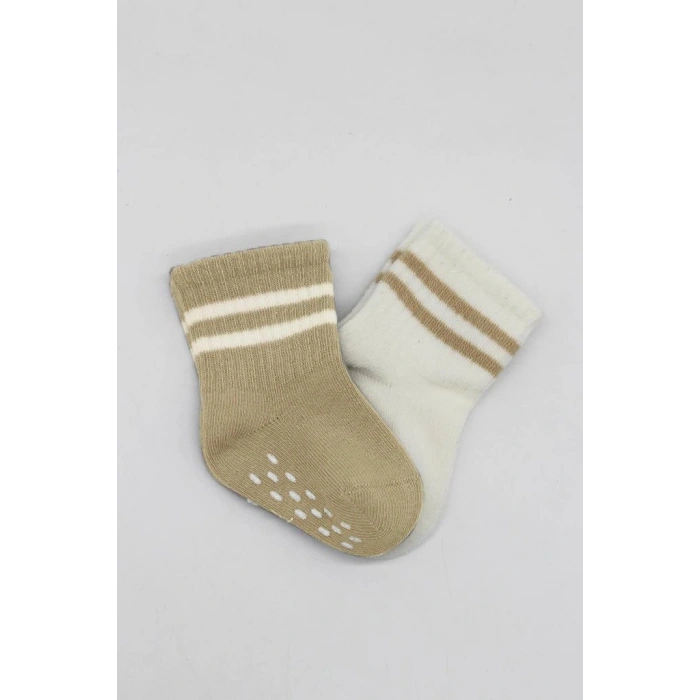 2Li Çemberli Kaymaz Soket Çorap 10125 Bej-Ekru