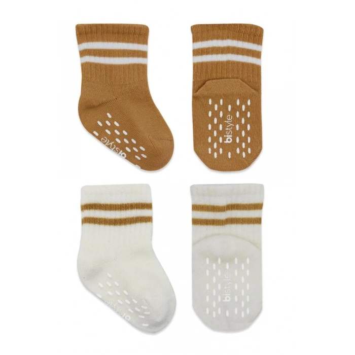 2Li Çemberli Kaymaz Soket Çorap 10125 Ekru Hardal