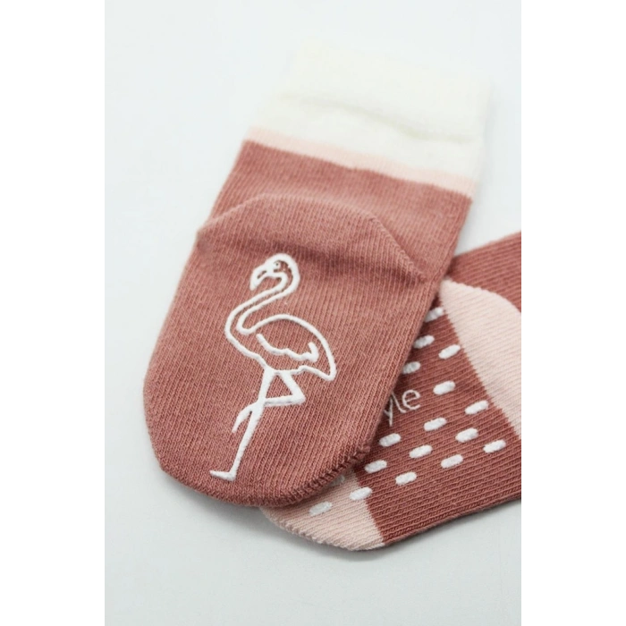 2Li Hayvan Figür Kaymaz Kız Soket Çorap 10120 Pudra