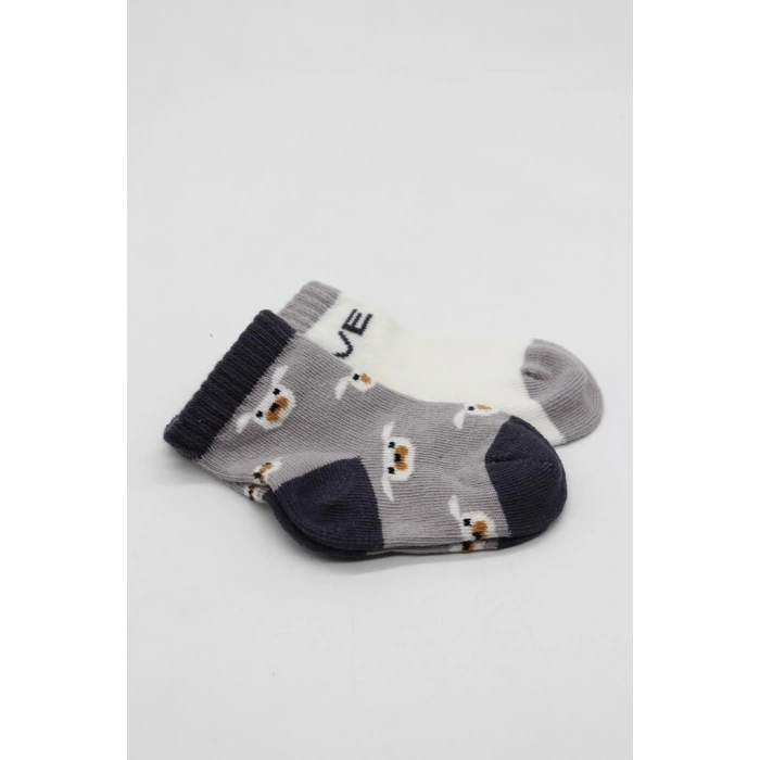 2Li Love Dog Penye Soket Çorap 10118 Gri
