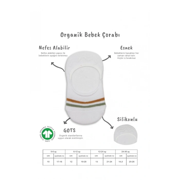 2Li Penye Babet Silikon Çemberli Çorap 30102 Hardal Beyaz