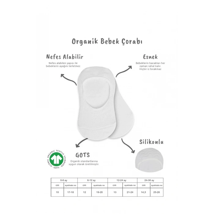 2Li Penye Babet Silikonlu Basic Çorap 30104 Beyaz Beyaz