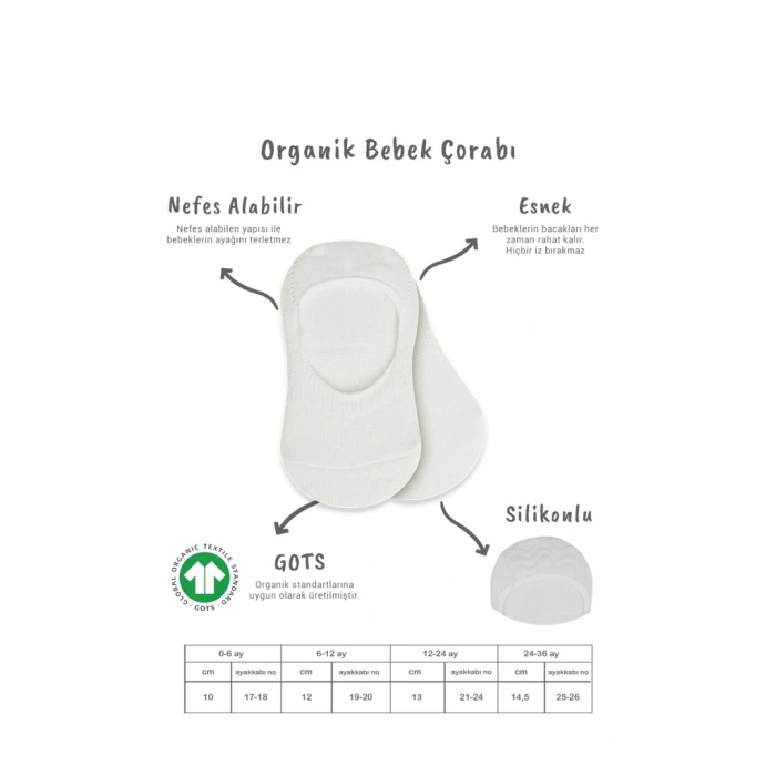 2Li Penye Babet Silikonlu Basic Çorap 30104 Ekru Ekru
