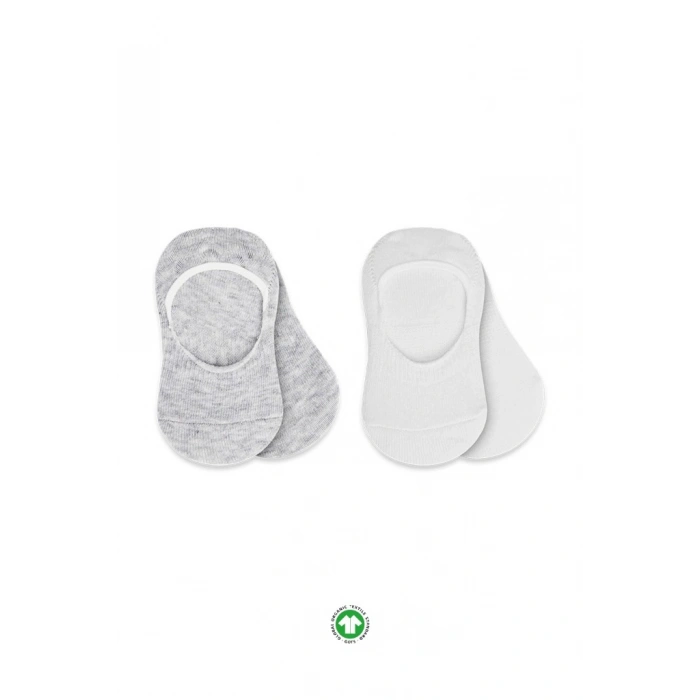 2Li Penye Babet Silikonlu Basic Çorap 30104 Gri Beyaz