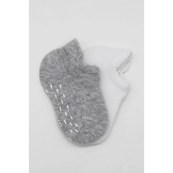 2Li Sneakers Kaymaz Basic Penye Çorap 20103 Gri Beyaz