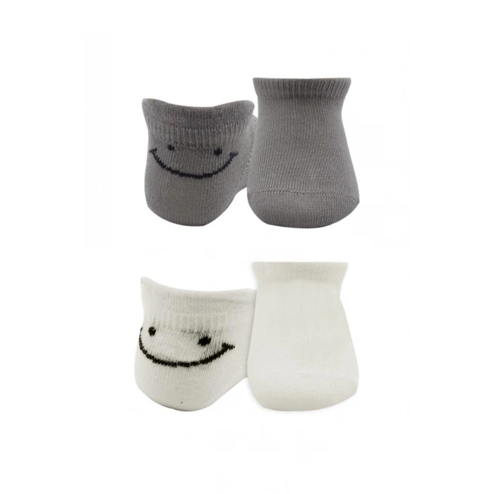 2Li Sneakers Smile Penye Çorap 20106 Gri Ekru