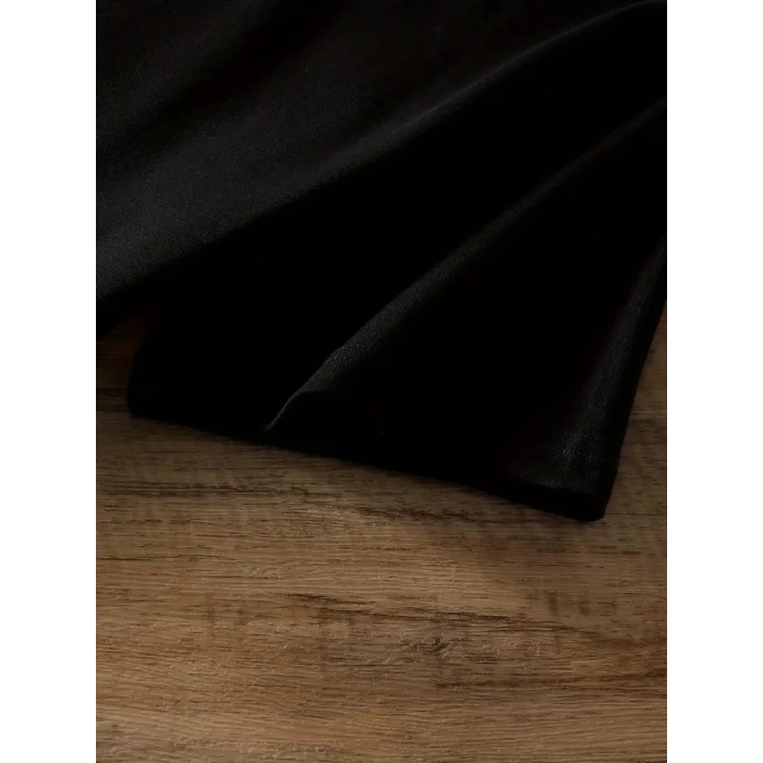 20/1 PENYE COMPACK AYI BASKILI OVERSİZE BİSİKLET YAKA KISA KOL T-SHİRT - SİYAH