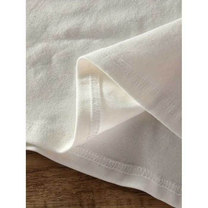 20/1 PENYE COMPACK BASKILI OVERSİZE BİSİKLET YAKA KISA KOL YAZLIK T-SHİRT - BEYAZ