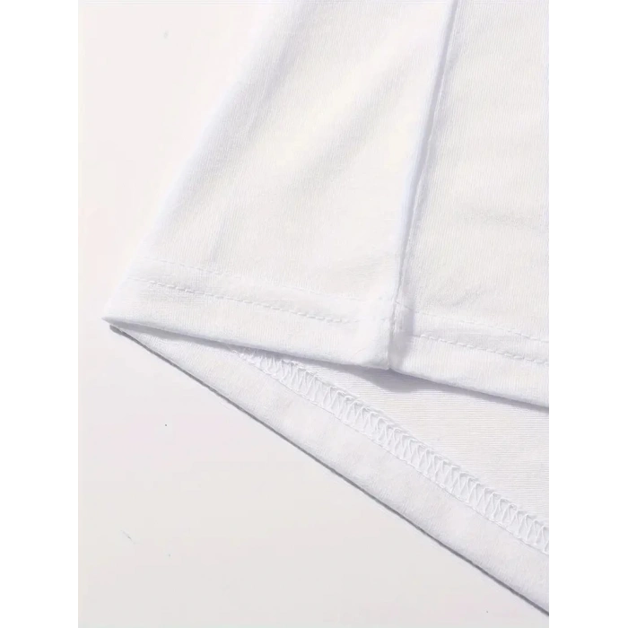 20/1 PENYE COMPACK BASKILI OVERSİZE KAHVE DESENLİ KADIN KISA KOL T-SHİRT - BEYAZ