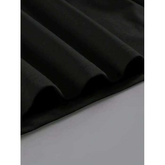 20/1 PENYE COMPACK BASKILI OVERSİZE KAHVE DESENLİ KADIN KISA KOL YAZLIK T-SHİRT - SİYAH