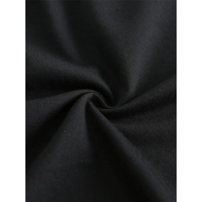 20/1 PENYE COMPACK BASKILI OVERSİZE KISA KOL BİSİKLET YAKA T-SHİRT - SİYAH