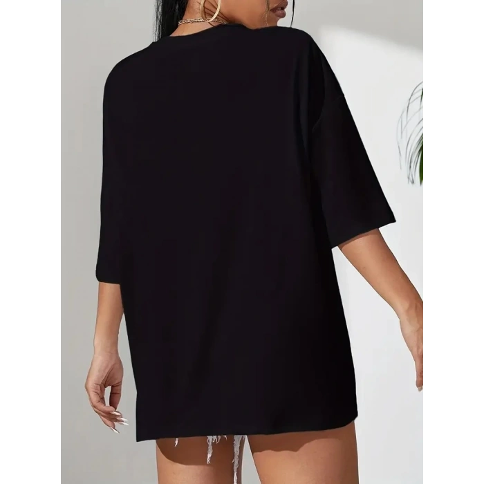 20/1 PENYE COMPACK CLASSİCAL BASKILI SİYAH OVERSİZE TİŞORT - SİYAH