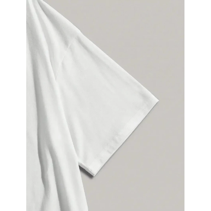 20/1 PENYE COMPACK DARK ANGEL BASKILI OVERSİZE KISA KOL YAZLIK T-SHİRT- BEYAZ