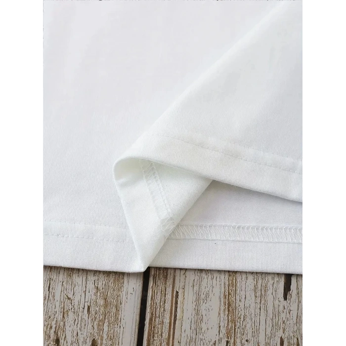 20/1 PENYE COMPACK DARK ANGEL BASKILI OVERSİZE KISA KOL YAZLIK T-SHİRT- BEYAZ