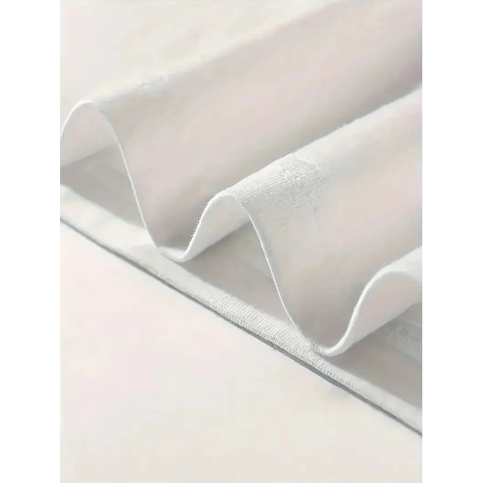 20/1 PENYE COMPACK GÜLÜCÜK BASKILI OVERSİZE BİSİKLET YAKA KISA KOL YAZLIK T-SHİRT - BEYAZ