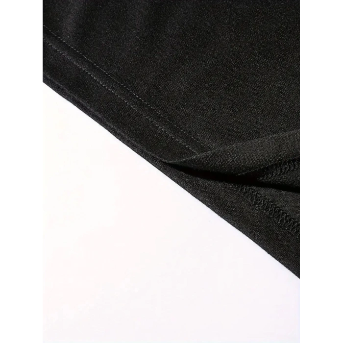 20/1 Penye Compack Vikings Valhalla Baskılı Oversize Bisiklet Yaka T-shirt - Siyah