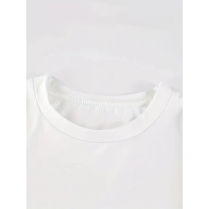 20/1 PENYE COMPACKNEW YORK BASKILI OVERSİZE KISA KOL BİSİKLET YAKA T-SHİRT - BEYAZ