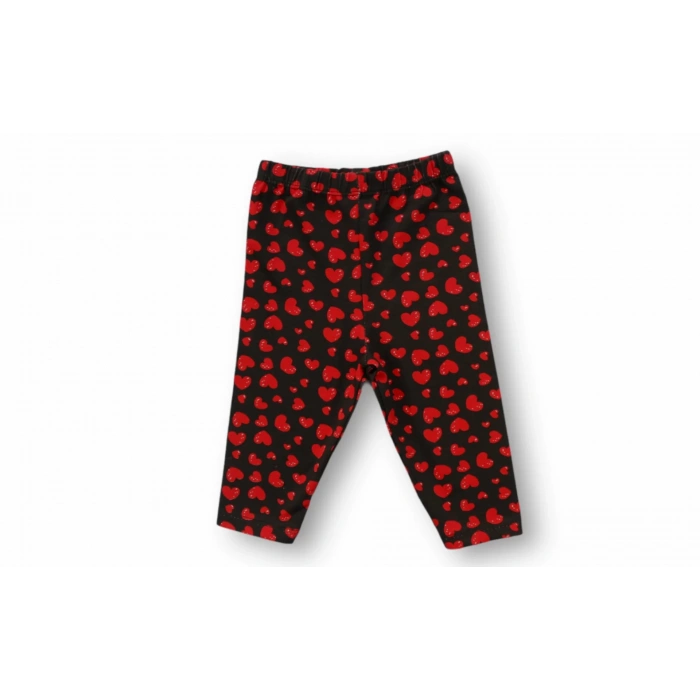 3-6 6-9 9-12 12-18 Ay Kalp Baskılı Uzun Kollu Sweatli 2Li Kız Bebek Takımı Ekru