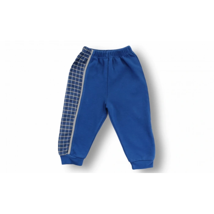 3-6 6-9 9-12 Ay Cep Saat Nakışlı Şapkalı Uzun Kollu Sweatli 3Lü Erkek Bebek Takımı Mavi